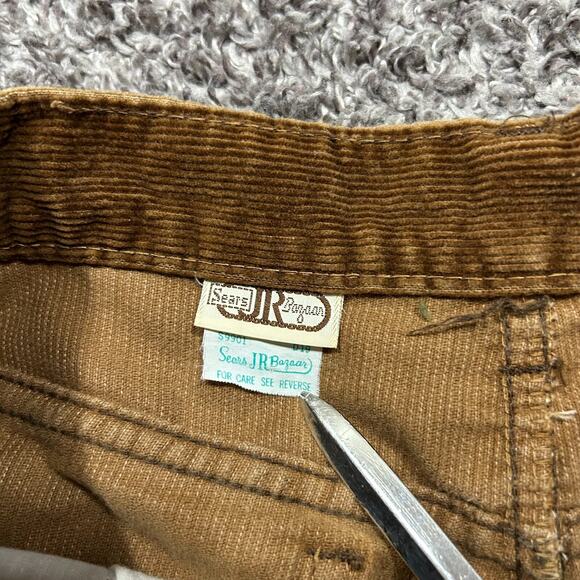 Vintage 60s Corduroy Pants 26x29 Size 9 Sears Western Boho Hippie Juniors Brown - Picture 5 of 14
